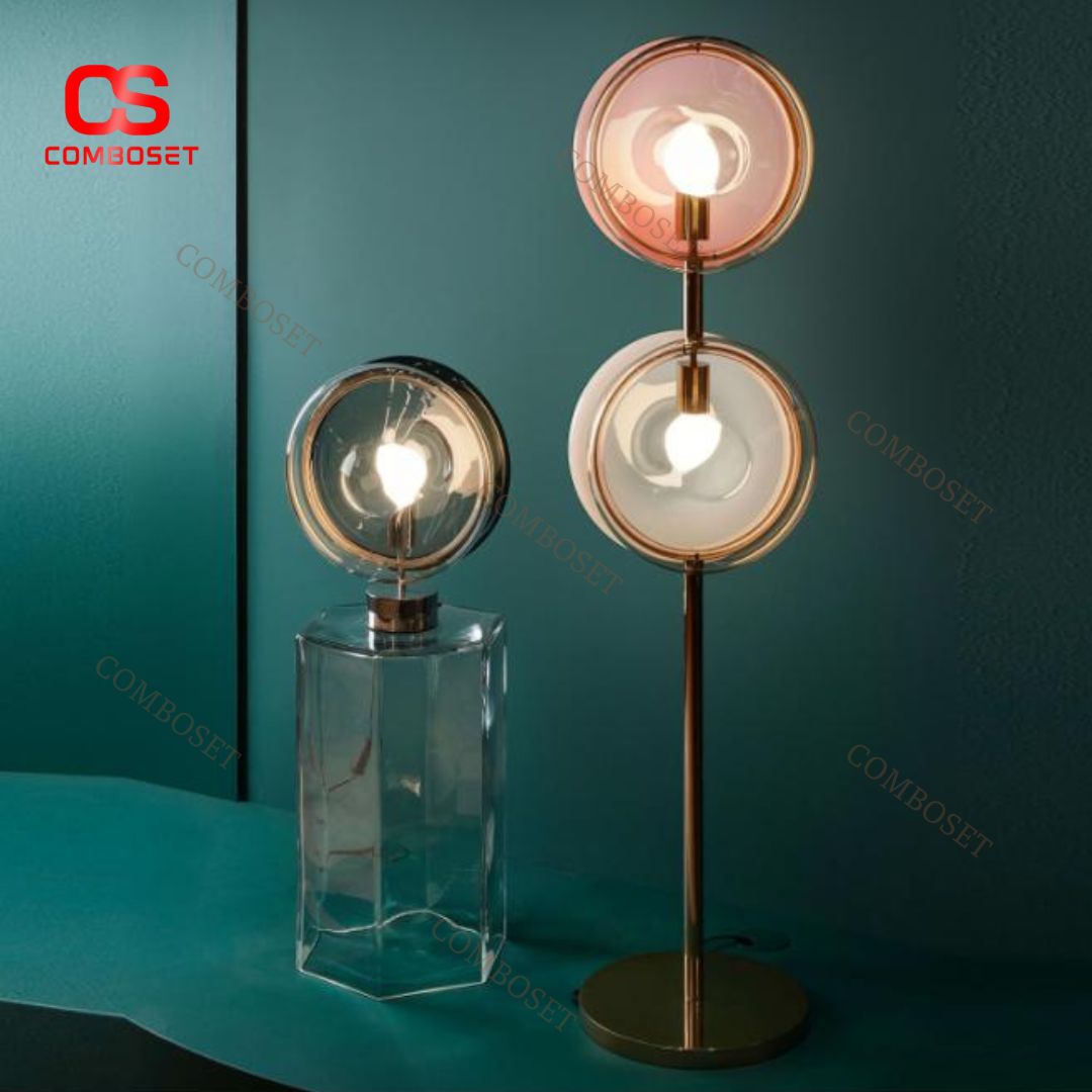 Đèn Sàn Hình Cây Kẹo Thuỷ Tinh Trong Suốt Màu Xanh Hồng Xinh Xắn Decor Phòng Khách, Phòng Ngủ Ấm Áp
