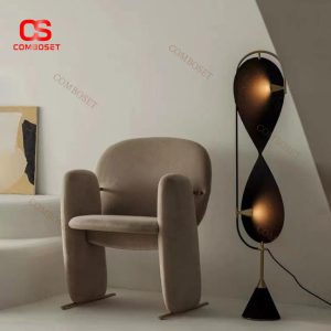 Đèn Sàn Khung Sắt Số 8 Mạ Vàng Vải Quấn Thủ Công Điệu Nghệ Trang Trí Phòng Khách, Triển Lãm