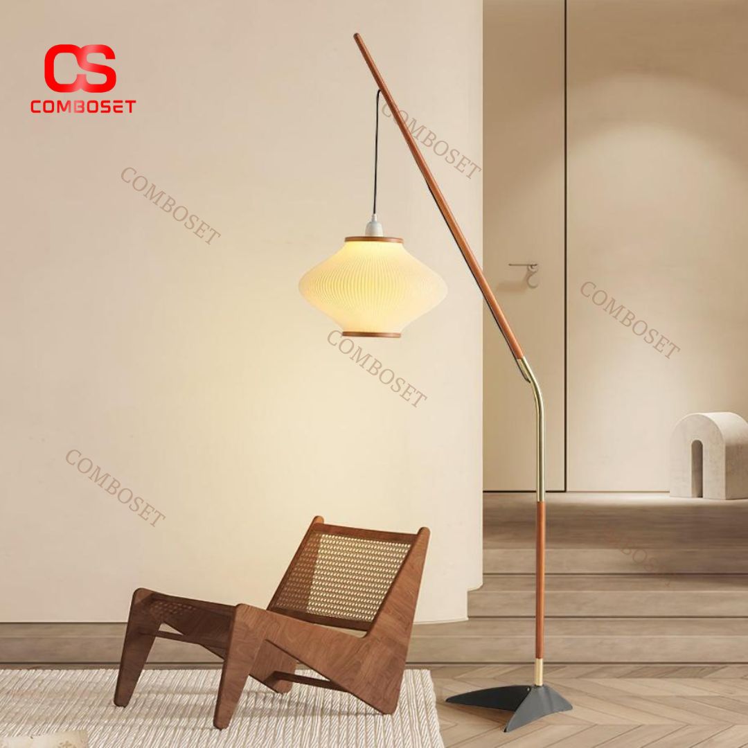 Đèn Sàn Thả Lồng Thân Cong Cần Câu Cổ Điển Cao Cấp Phong Cách Trung Quốc Decor Cạnh Ghế Sofa