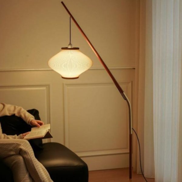 Đèn Sàn Thả Lồng Thân Cong Cần Câu Cổ Điển Cao Cấp Phong Cách Trung Quốc Decor Cạnh Ghế Sofa