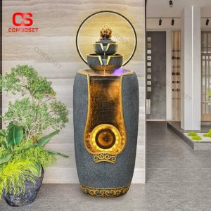 Đèn Sàn Thác Nước Bánh Xe Quay Thiết Kế Rèm Nước Nghệ Thuật Làm Quà Tặng Doanh Nghiệp, Phong Thuỷ