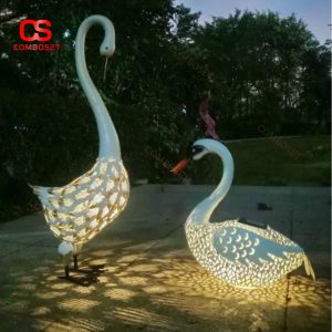 Đèn Sàn Thiên Nga Trắng Năng Lượng Mặt Trời Trang Trí Bờ Hồ, Suối Thác Sân Vườn Tiểu Cảnh Thơ Mộng