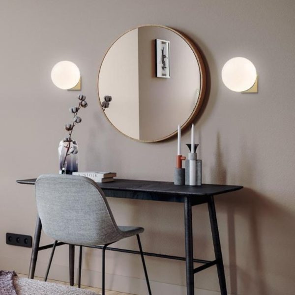 Đèn Tường Bóng Tròn Thuỷ Tinh Đơn Giản Chiếu Sáng Phòng Ngủ, Lối Đi, Phòng Tắm Hiện Đại