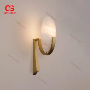 Đèn Tường Đồng Đá Cẩm Thạch Hình Bầu Dục Tối Giản Hiện Đại Trang Trí Đầu Giường Phòng Ngủ Hoàng Gia