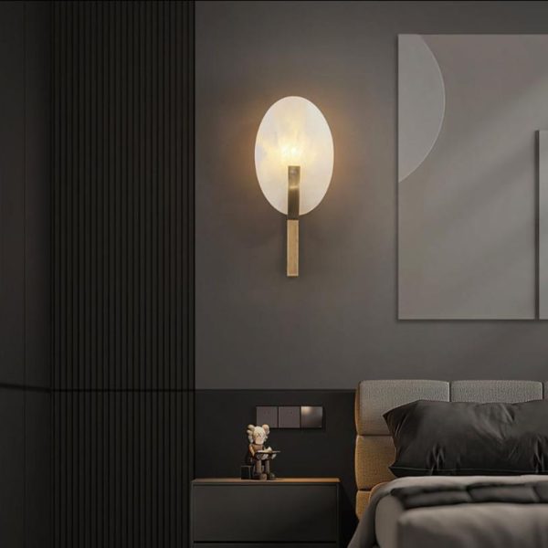 Đèn Tường Đồng Đá Cẩm Thạch Hình Bầu Dục Tối Giản Hiện Đại Trang Trí Đầu Giường Phòng Ngủ Hoàng Gia