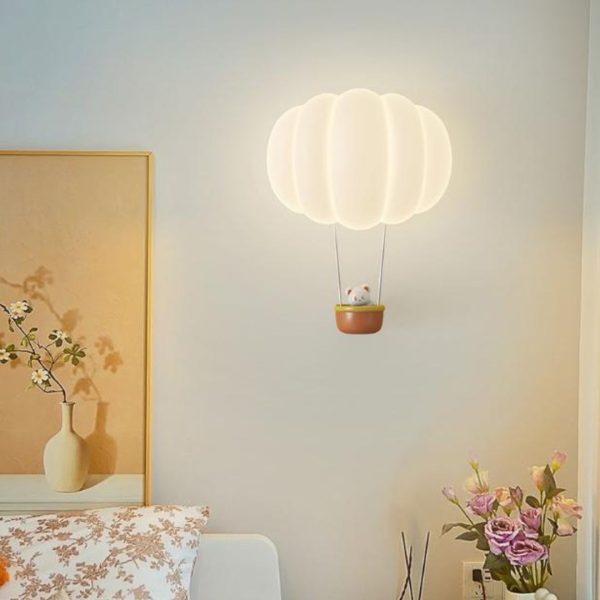 Đèn Tường Khinh Khí Cầu Hoạt Hình Màu Kem Dễ Thương Cho Phòng Ngủ Trẻ Em Với 3 Chế Độ Sáng