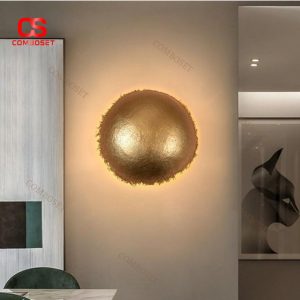 Đèn Tường Tròn Kim Loại Mạ Vàng Sang Trọng Trang Trí Lối Đi, Phòng Ngủ Ánh Sáng Ấm