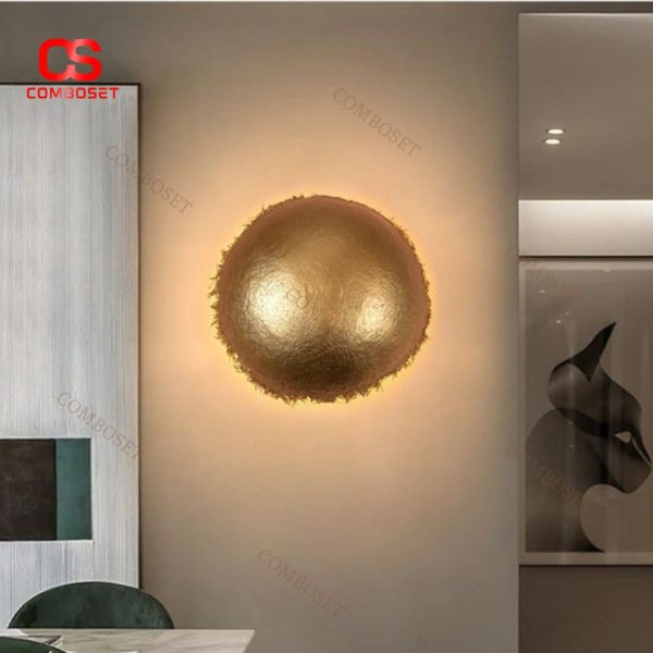 Đèn Tường Tròn Kim Loại Mạ Vàng Sang Trọng Trang Trí Lối Đi, Phòng Ngủ Ánh Sáng Ấm