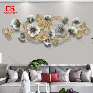 Khung Hoa Lá Bạch Quả Xanh, Sắt Mạ Vàng Phun Sơn Thủ Công Nghệ Thuật Bắt Mắt Sang Trọng Quà Tặng Tân Gia