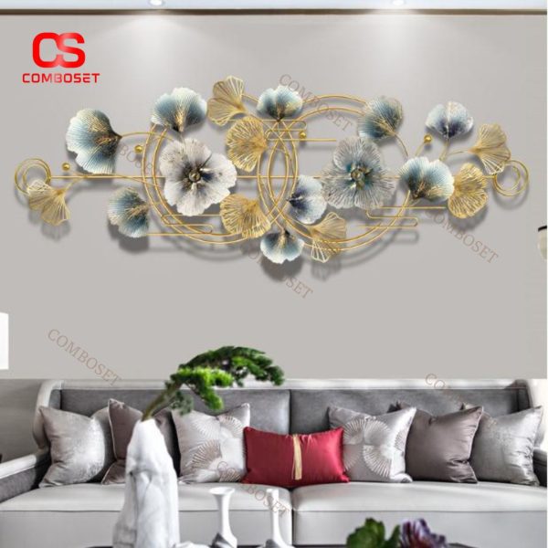 Khung Hoa Lá Bạch Quả Xanh, Sắt Mạ Vàng Phun Sơn Thủ Công Nghệ Thuật Bắt Mắt Sang Trọng Quà Tặng Tân Gia