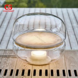 Đèn Bàn Bánh Macaron Thuỷ Tinh Trong Suốt Màu Sắc Phong Cách Bắc Âu Trang Trí Phòng Khách Thời Thượng