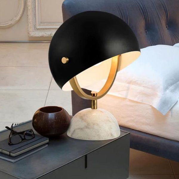 Đèn Bàn Chao Nón Xoay 360 Độ Chân Đá Cẩm Thạch Trắng Sang Trọng Decor Bàn Học, Đầu Giường Ngủ