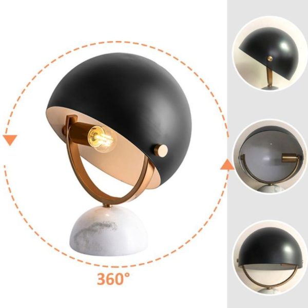 Đèn Bàn Chao Nón Xoay 360 Độ Chân Đá Cẩm Thạch Trắng Sang Trọng Decor Bàn Học, Đầu Giường Ngủ