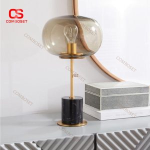 Đèn Bàn Đọc Sách Ánh Sáng Ấm Chân Đá Cẩm Thạch Sang Trọng Chiếu Sáng Phòng Ngủ