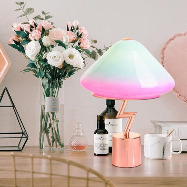 Đèn Bàn Nấm Xanh Hồng Cute Decor Phòng Ngủ Công Chúa, Trẻ Em, Trường Mầm Non