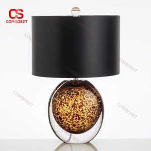 Đèn Bàn Thuỷ Tinh Hổ Phách Sáng Tạo Sang Trọng Trang Trí Phòng Khách Ấm Áp