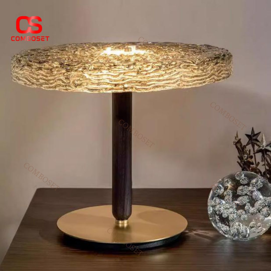 Đèn Bàn Thuỷ Tinh Vân Sóng Sáng Tạo Nghệ Thuật Decor Không Gian Sống Hiện Đại
