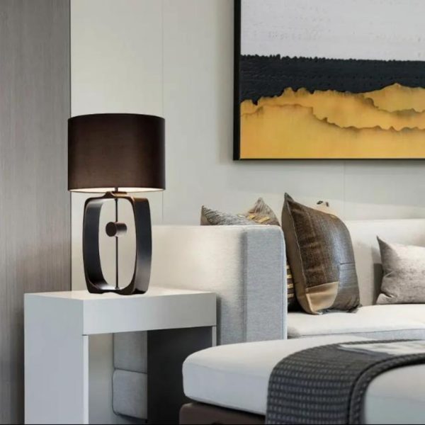 Đèn Bàn Vải Khung Sắt Tối Giản Thiết Kế Thời Trang Phong Cách Bắc Âu Chiếu Sáng Phòng Ngủ, Phòng Khách