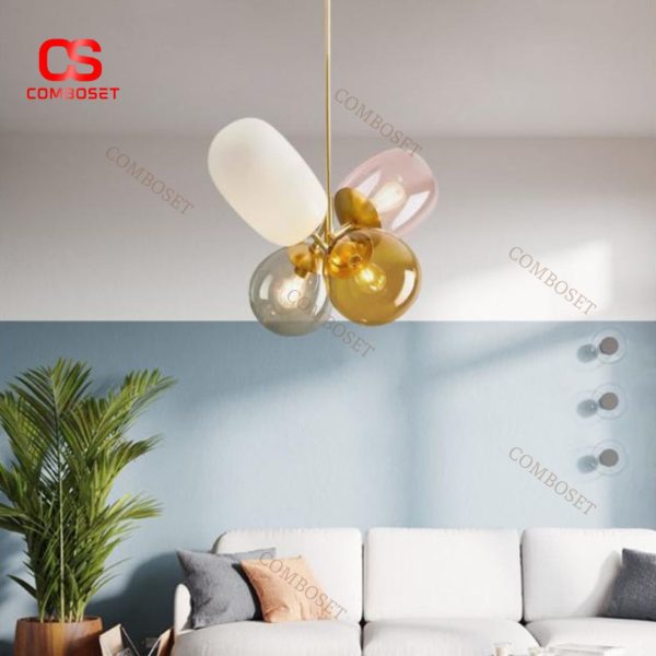 Đèn Chùm Bong Bóng Thuỷ Tinh Màu Sắc Sặc Sỡ Trang Trí Phòng Ngủ Cho Bé, Trường Mầm Non