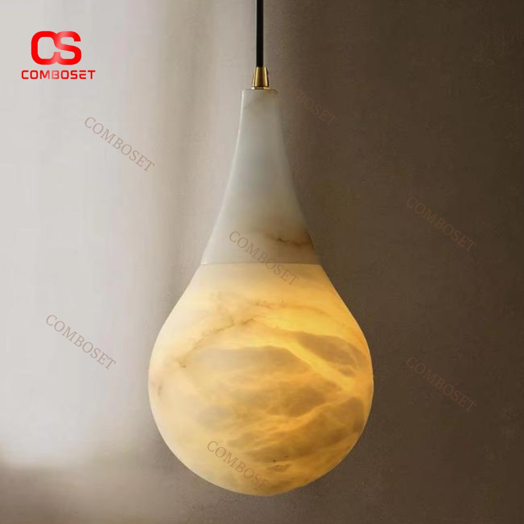 Đèn Chùm Đá Cẩm Thạch Giọt Nước Sáng Tạo Sang Trọng Cao Cấp Thiết Kế Nhỏ Xinh Cho Phòng Ngủ, Quầy Bar Bếp