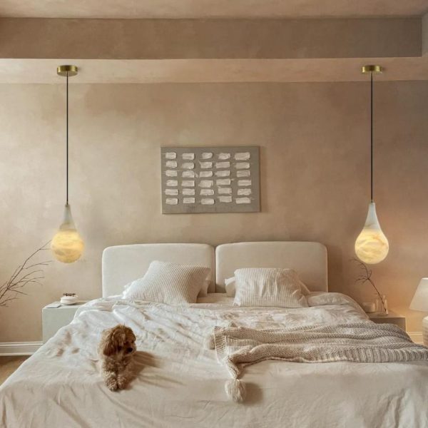 Đèn Chùm Đá Cẩm Thạch Giọt Nước Sáng Tạo Sang Trọng Cao Cấp Thiết Kế Nhỏ Xinh Cho Phòng Ngủ, Quầy Bar Bếp