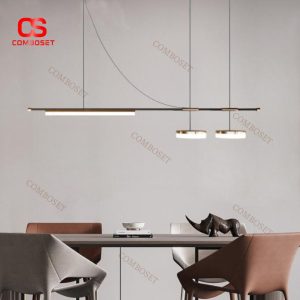 Đèn Chùm Dáng Dài Tối Giản Kim Loại Mạ Vàng Đen Sang Trọng Decor Phòng Ăn Nhà Bếp, Nhà Hàng