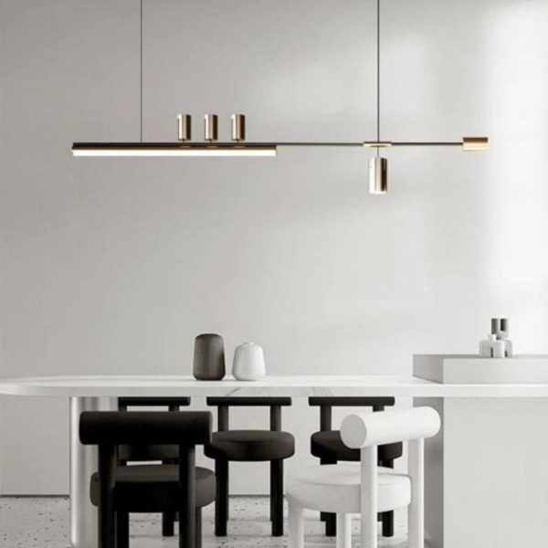 Đèn Chùm Dáng Dài Tối Giản Kim Loại Mạ Vàng Đen Sang Trọng Decor Phòng Ăn Nhà Bếp, Nhà Hàng