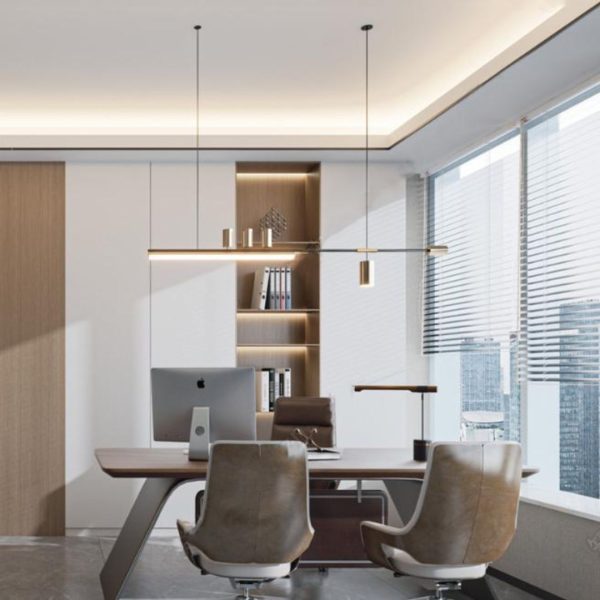 Đèn Chùm Dáng Dài Tối Giản Kim Loại Mạ Vàng Đen Sang Trọng Decor Phòng Ăn Nhà Bếp, Nhà Hàng