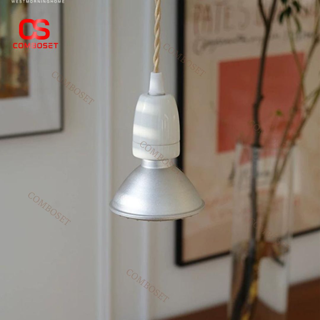 Đèn Chùm Gốm Hình Nón Nhôm Nhỏ Gọn Phong Cách Công Nghiệp Hiện Đại 1 Bóng Phòng Khách