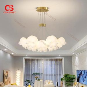 Đèn Chùm Hoa Linh Lan Trắng Sữa Có 3 Chế Độ Sáng Trang Trí Phòng Khách Thanh Lịch, Phòng Ngủ Ấm Áp