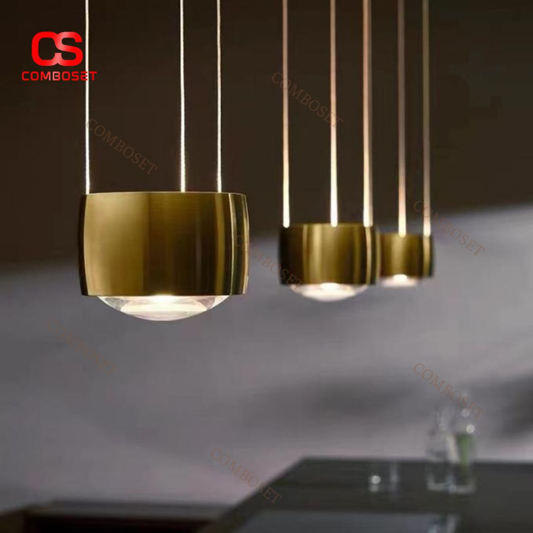 Đèn Chùm Kim Loại Mạ Vàng Đồng Hiện Đại Thả Trần Bàn Ăn, Quán Cafe, Nhà Hàng