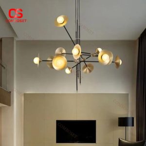 Đèn Chùm Kim Loại Mạ Vàng Retro Phong Cách Công Nghiệp Hoài Cổ Decor Phòng Nhạc, Cửa Hàng Vintage