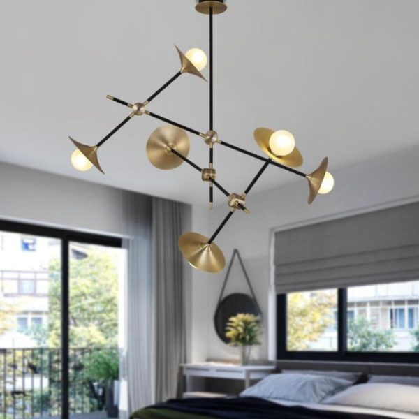 Đèn Chùm Kim Loại Mạ Vàng Retro Phong Cách Công Nghiệp Hoài Cổ Decor Phòng Nhạc, Cửa Hàng Vintage