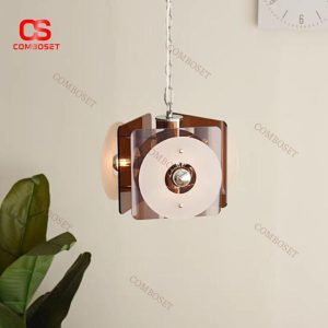 Đèn Chùm Kính Màu Nâu Khói Thiết Kế Hình Khối 3D Phong Cách Mid-Century Retro Decor Showroom