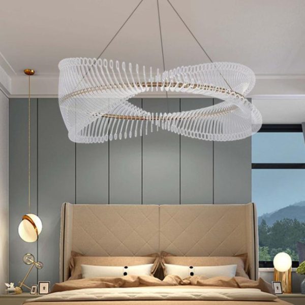 Đèn Chùm Sợi Acrylic Tròn Xoắn Nghệ Thuật Decor Phòng Khách, Studio Tiệc Cưới