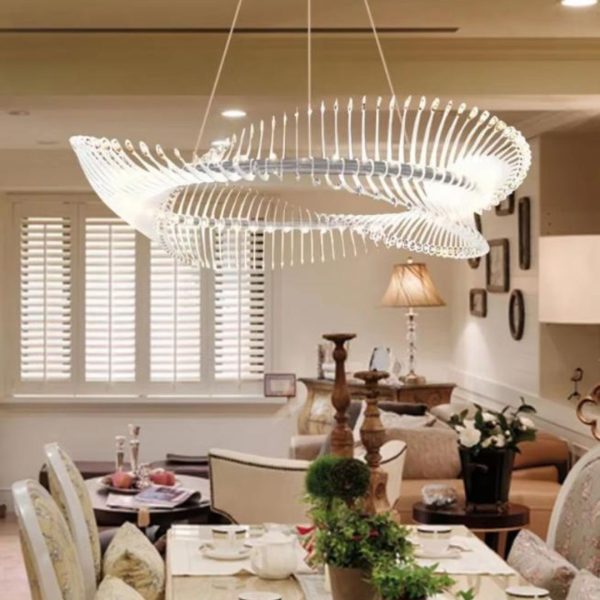 Đèn Chùm Sợi Acrylic Tròn Xoắn Nghệ Thuật Decor Phòng Khách, Studio Tiệc Cưới