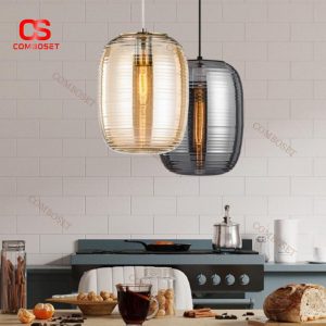 Đèn Chùm Thuỷ Tinh Vân Sọc Nổi Cá Tính Phong Cách Bắc Âu Decor Bàn Ăn, Phòng Bếp Hiện Đại