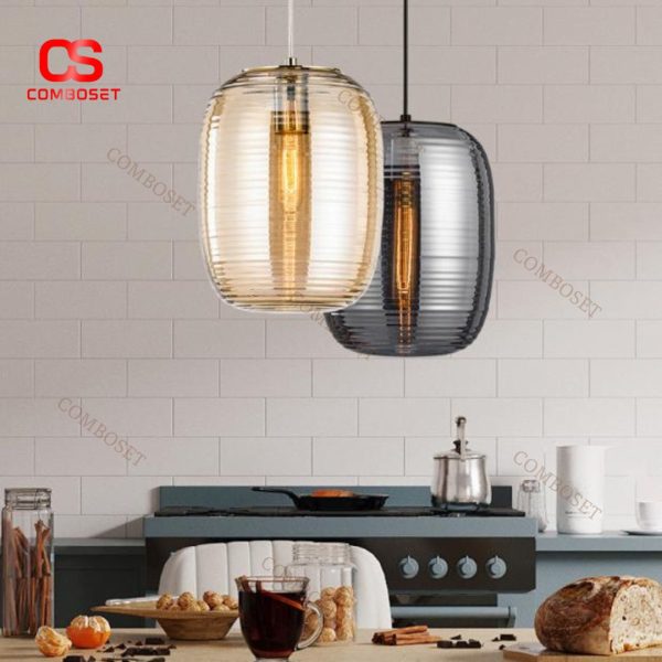 Đèn Chùm Thuỷ Tinh Vân Sọc Nổi Cá Tính Phong Cách Bắc Âu Decor Bàn Ăn, Phòng Bếp Hiện Đại