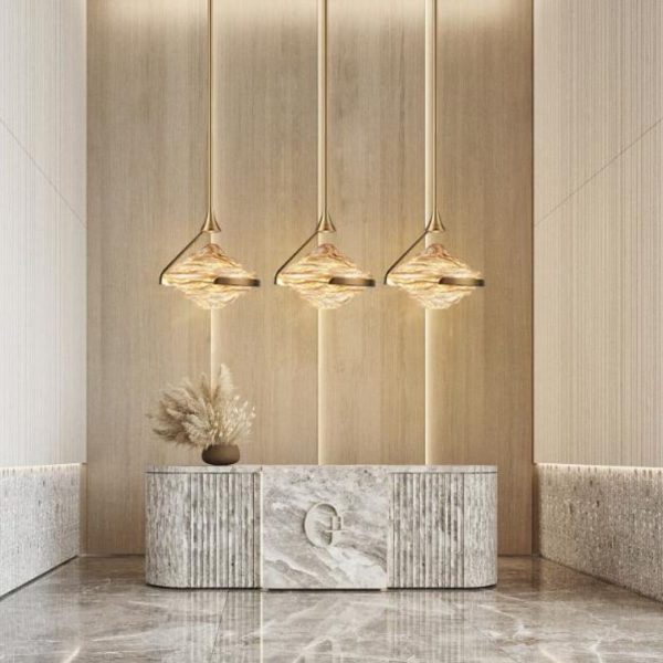 Đèn Chùm Thuỷ Tinh Vàng Sang Trọng Decor Quầy Bar, Bếp, Nhà Hàng, Đầu Giường Ngủ