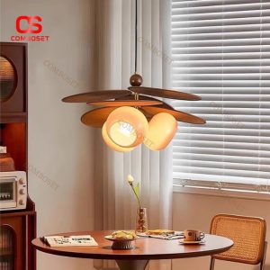 Đèn Chùm Vải Dệt Màu Nâu Cổ Điển Phong Cách Trung Quốc Chiếu Sáng Phòng Bếp, Phòng Trà Ấm Cúng