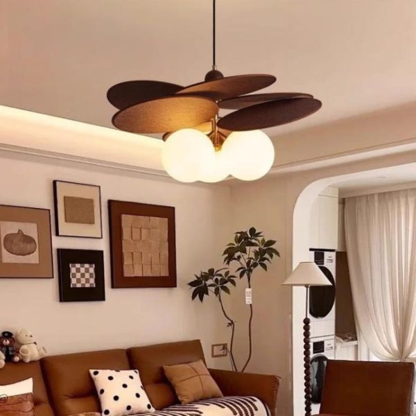 Đèn Chùm Vải Dệt Màu Nâu Cổ Điển Phong Cách Trung Quốc Chiếu Sáng Phòng Bếp, Phòng Trà Ấm Cúng