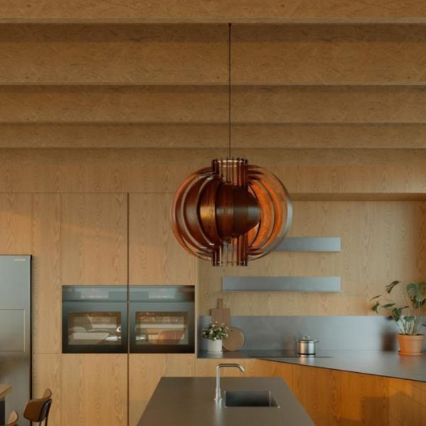 Đèn Chùm Ván Gỗ Nhiều Lớp Hình Tròn Retro Phong Cách Vintage Decor Phòng Khách, Quán Cafe