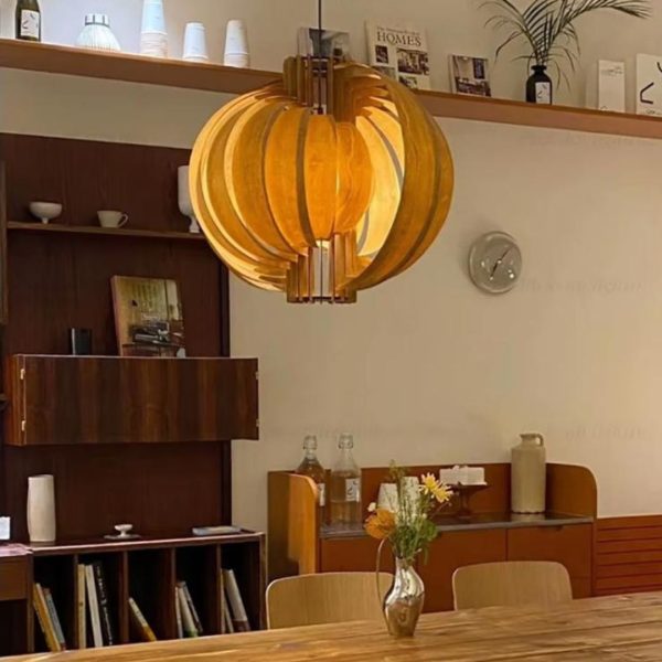 Đèn Chùm Ván Gỗ Nhiều Lớp Hình Tròn Retro Phong Cách Vintage Decor Phòng Khách, Quán Cafe
