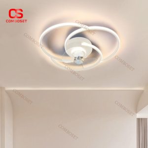 Đèn Quạt Ốp Trần Hiện Đại Tối Giản, 3 Chế Độ Sáng Quang Phổ, Remote Điều Khiển Từ Xa Phòng Ngủ