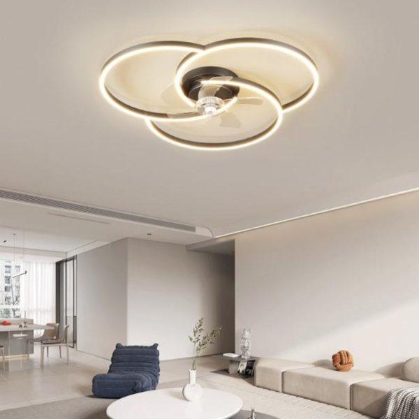Đèn Quạt Ốp Trần Hiện Đại Tối Giản, 3 Chế Độ Sáng Quang Phổ, Remote Điều Khiển Từ Xa Phòng Ngủ