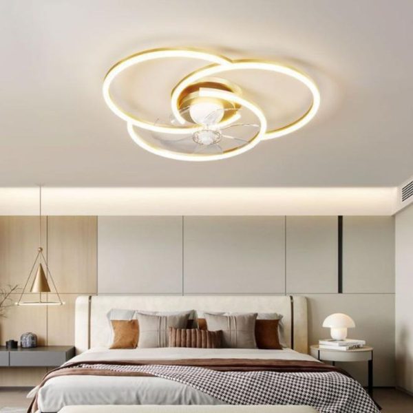 Đèn Quạt Ốp Trần Hiện Đại Tối Giản, 3 Chế Độ Sáng Quang Phổ, Remote Điều Khiển Từ Xa Phòng Ngủ