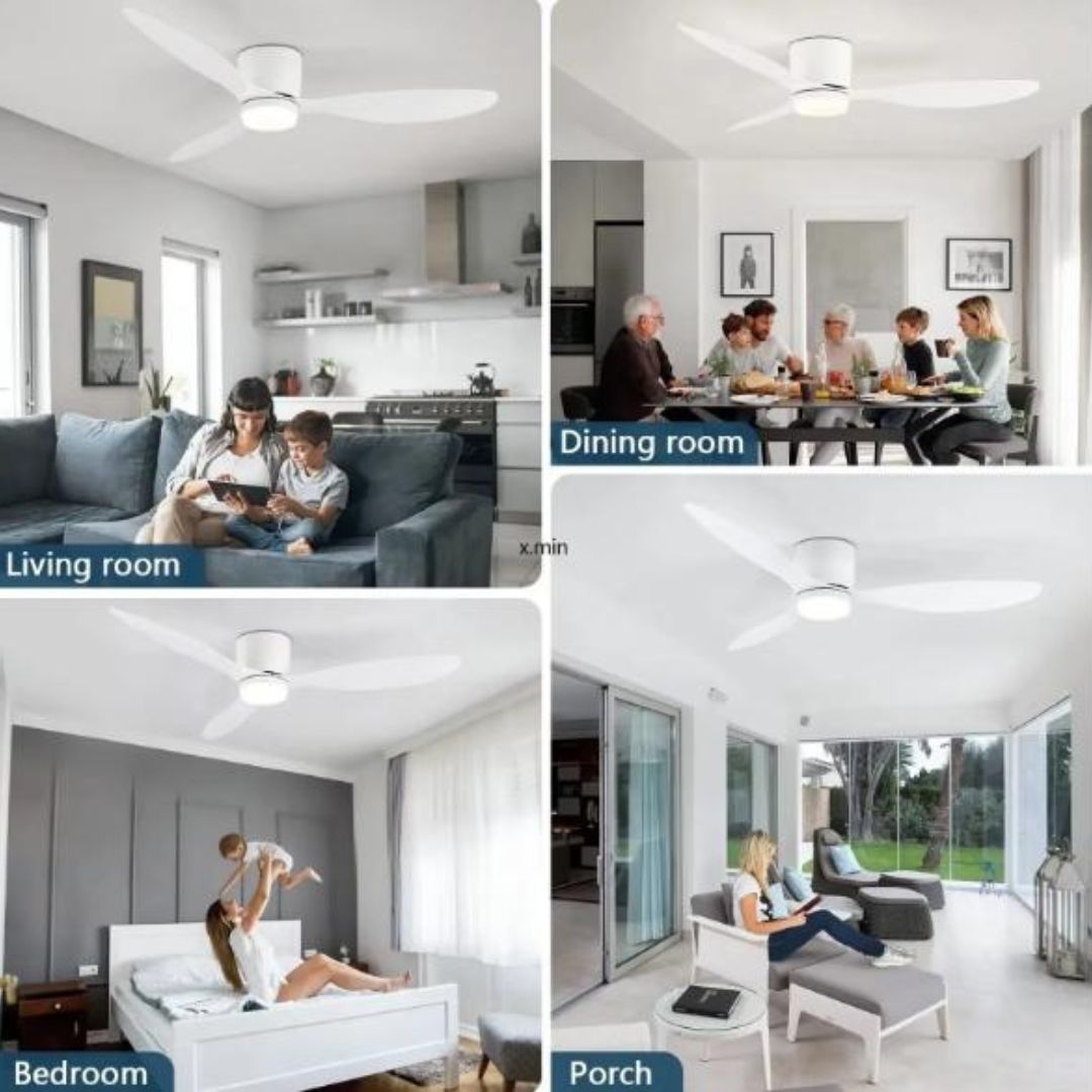 Đèn Quạt Trần 3 Cánh Điều Khiển Từ Xa DC 6 Tốc Độ Gió Thông Thoáng Không Khí Phòng Khách, Phòng Ngủ