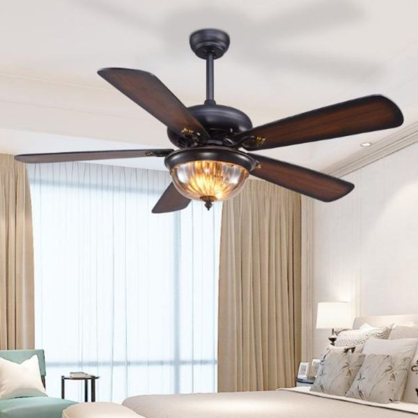 Đèn Quạt Trần 5 Cánh Gỗ Cổ Điển, 3 Chế Độ Sáng, Có Điều Khiển Từ Xa, Động Cơ Quạt Yên Tĩnh Cho Phòng Ngủ