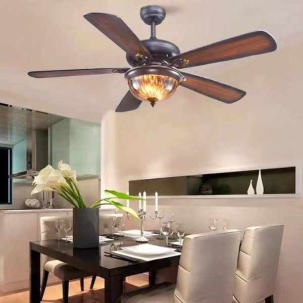 Đèn Quạt Trần 5 Cánh Gỗ Cổ Điển, 3 Chế Độ Sáng, Có Điều Khiển Từ Xa, Động Cơ Quạt Yên Tĩnh Cho Phòng Ngủ