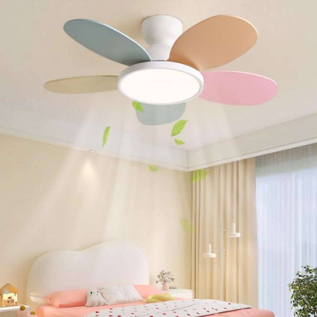 Đèn Quạt Trần 5 Cánh Màu Sắc Với 6 Cấp Độ Gió Làm Mát Phòng Ngủ Trẻ Em, Nhà Trẻ, Mầm Non